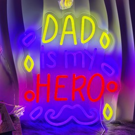 DAD is my HERO Neon Sign DAD is my HERO LED Light Wall Decor For Father's Day, Room Bedroom Decoration and Party Celebrations A Thoughtful Gift for Dad