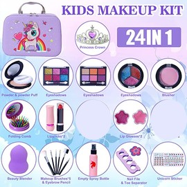Kids Makeup Kit for Girls - Washable Real Makeup Toddler Toys , Princess Beauty Makeup Set for Girl / Toddler, Safe & Non Toxic Makeup Toys for 5 6 7 8 9 10 11 12Year Old Girl Birthday Gifts.