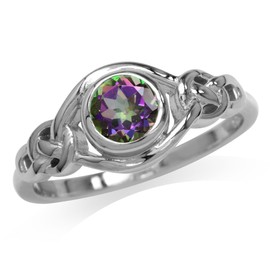 Silvershake Mystic Fire Topaz White Gold Plated 925 Sterling Silver Celtic Knot Ring Size 12