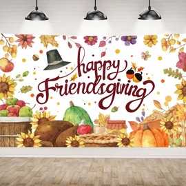 Friendsgiving Backdrop Banner, Thanksgiving Party Decor, Supplies for Friendsgiving 71"x 43"