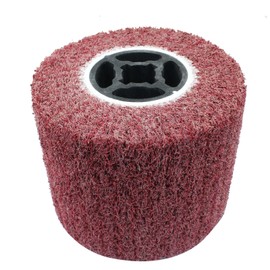 Marvexi 60 Grit Surface Conditioning Tool Drum Non-Woven Wire Drawing Flap Wheel, Abrasive Nylon Drawing Wheel Drum Burnishing Polishing Brush for Wood Metal Surface Polishing