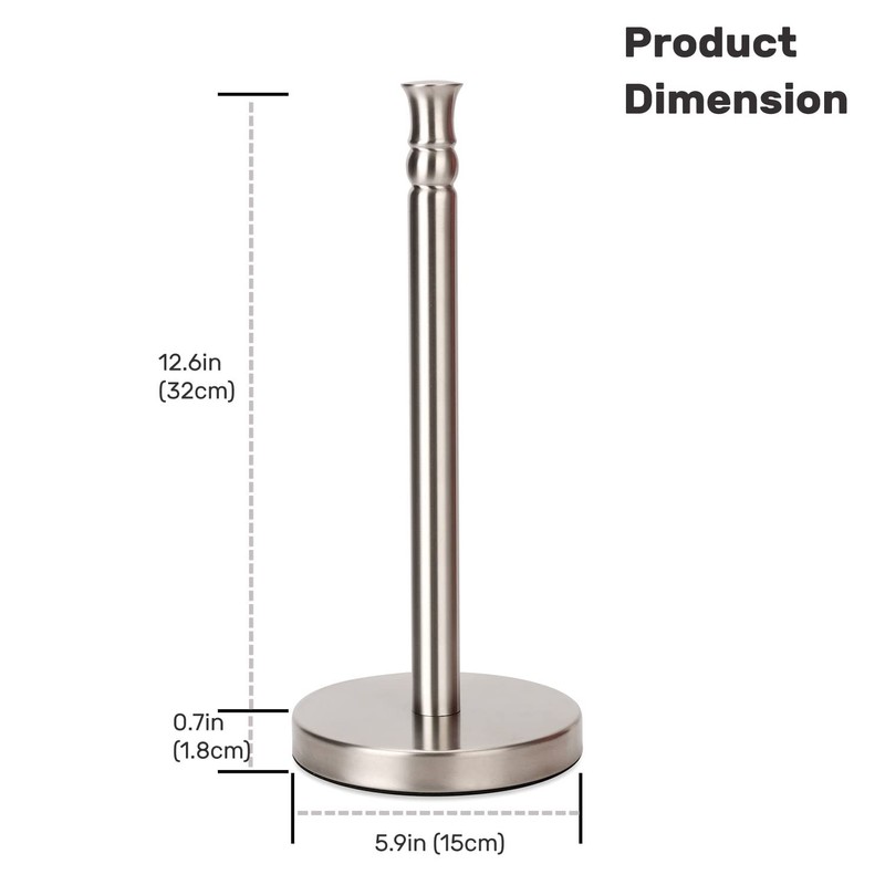 Paper Towel Holder Stand Countertop with Heavy Weighted Stainless Steel