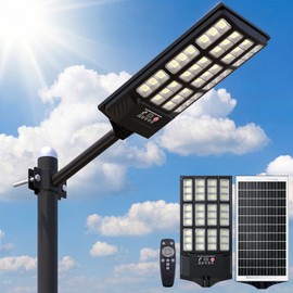 Joric Solar Street Lights Outdoor, IP67 Waterproof Solar Powered Light with Motion Sensor & Remote Control, 6000K LED Dusk to Dawn Solar Flood Lights for Yard,Parking Lot, Courtyards,Garages