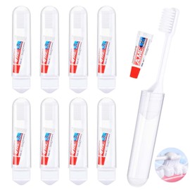 Reisezahnbürste Set, 8 Stück Mini Reise Zahnbürste, Klappbar Reise Zahnbürste mit Zahnpasta, Reisezahnbürste für Kinder Erwachsene zum Unterwegs Camping Reisen