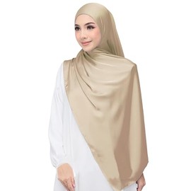 Lina & Lily Luxury Satin Hijab Head Scarf for Muslim Women Extra Long, beige