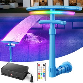 Dual Spray Solar Pool Fountain for Above and Inground Pools, Pool Waterfall Aerator with 9-Color LED Lights, Adjustable Pool Sprinkler Fountain Swimming Pool Cooler, Pool Accessories Pool Decor