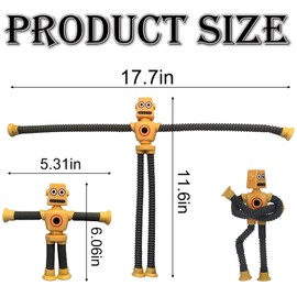 4 Pcs Robot Tubes, Sensory Tubes, Robot Toy Novel Suction Cup Toys Funny Fidget Toys Tubes Sensory Toys Interactive Decompression Toy Imaginative Play Boys Girls Gift