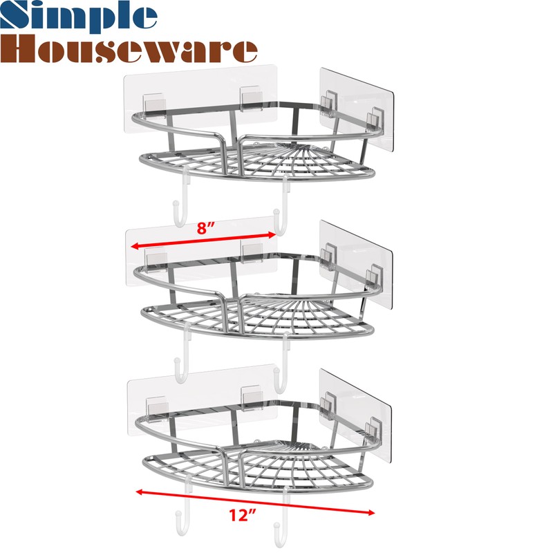 Simple Houseware Bathroom Adhesive Wall Mount Single-Tier Corner Shelf Shower
