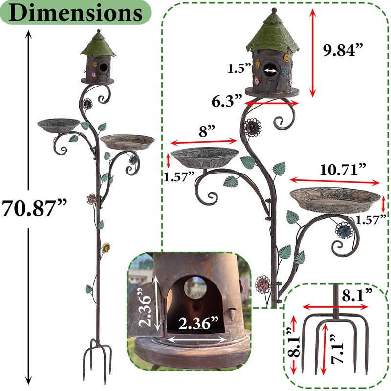 Aifeorzo 71" H Bird Baths for Outdoors, Bird Baths and