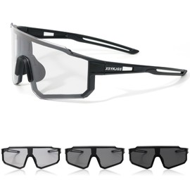 XSYKJGS Fahrradbrille Selbsttönend für Herren Damen - Photochromatische Sport Sonnenbrille UV400 Schutz Ultraleicht Schnelle Brille für Fahrrad, MTB, Angeln - Schwarz