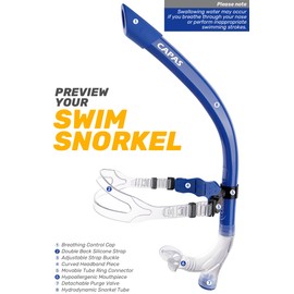 CAPAS Training Swim Snorkel for Lap Swimming, Swivel Headband Ultimate Fit Center-Mount Swimmers Snorkel with Liquid Silicone Mouthpiece Adjustable Strap, Designed for Adult Men Women