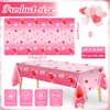 HOWAF 3pcs Valentine's Day Tablecloth, Valentines Disposable Plastic Table Cover
