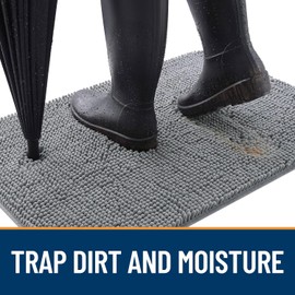 OLANLY - Tapete para puerta de perro y patas sucias, absorbe la humedad y la suciedad, antideslizante, lavable, de felpilla de secado rápido, para puerta interior, 30 x 20 pulgadas, gris