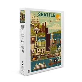 Seattle, Washington, Geometric (1000 Piece Puzzle, Size 19x27, Challenging Jigsaw Puzzle for Adults and Family, Made in USA)