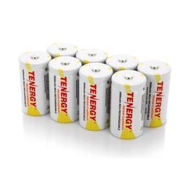 Tenergy Combo: 8pcs D Size 5000mAh NiCd Button Top Rechargeable Batteries