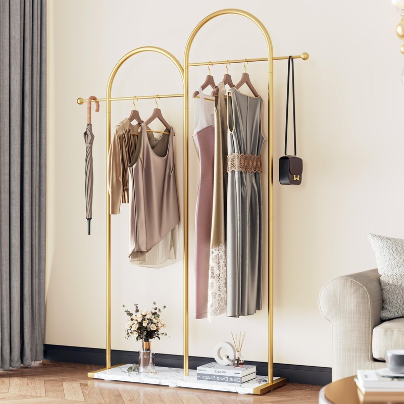 Raybee 76.7" H Gold Clothing Rack for Small Space, Modern