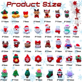 38PCS Christmas Nail Art Charms 3D Mixed Christmas Resin Charms Cartoon Santa Claus Elk Xmas Tree Gloves Bells Snowman Nail Designs Nail Supplies for Women