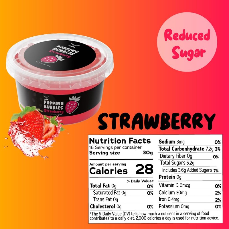 Strawberry Popping Boba Pearls, Premium Boba Popping Pearls with Real