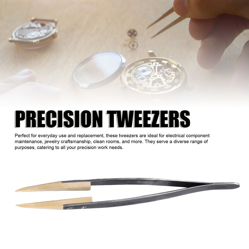 Anti Magnetic Tweezers with Replaceable Pointed Wooden Tips Watch Repair
