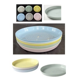 IKEA Kids Plates 7.5" Mixed Colors High Sides Unbreakable Plastic 6-Pc Set NEW