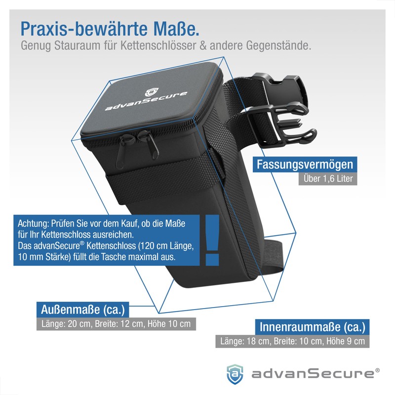 advanSecure® Bicycle Saddle Bag | Ideal for Heavy Chain Locks