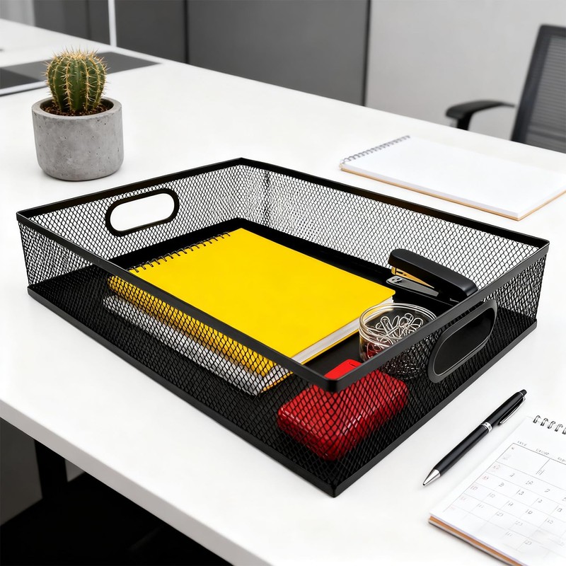 yaenoei 2 Pack Desk Drawer Organizer Tray, Metal Mesh Storage