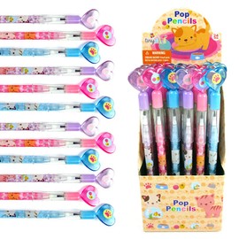 TINYMILLS 24 Pcs Cats Kittens Multi Point Stackable Push Pencil Assortment with Eraser for Kittens Birthday Party Favor Prize Carnival Goodie Bag Stuffers Classroom Rewards Pinata Fillers