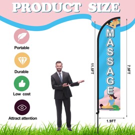 Remagr 2 Pack Massage Flag Banner for Business 11ft Massage Feather Flag Pole Kit Advertising Flags Swooper Banners Business Sign for Outdoor and Event Promotion