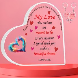 Girlfriend Gifts From Boyfriend To My Love Gifts - I Love You Gifts for Her Him Heart Acrylic Plaque Valentines Day Birthday Gifts for Couples Date Engagement Wedding Anniversary Keepsake Gifts