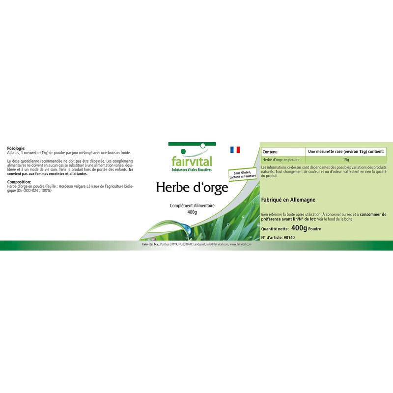 Fairvital Barley Grass Powder – High Dose – Vegan –