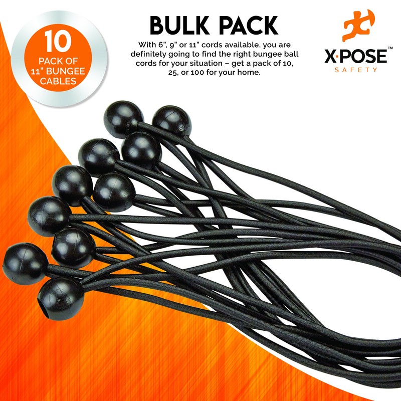 Xpose Safety Bungee Ball Cords 11" 10 Pack Heavy Duty
