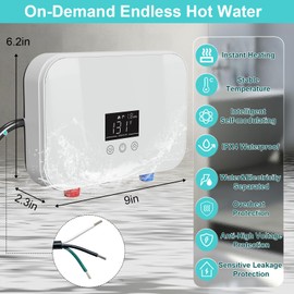 Kweetle Tankless Water Heater Electric, 6000W 110V Instant Hot Water Heater with Digital Display Self-modulating, Overheating Protection for Demand