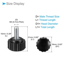 CoCud Knurling Clamp Knobs M4 x 10mm Male Thread 16mm Head Thermoset Plastic Thumbscrew Grip Bolt Knob Black For Lathe Machines 20pcs