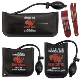 The Original Rhino Strong Commercial Grade Air Wedge Bag Pump Professional Leveling Kit & Alignment Tool Inflatable Shim Bag 3 Piece (Small, Medium, Large). 3 sizes for all of your individual needs