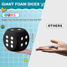 Shappy 6 Inches Foam Dice Fun Filled Large Educational Toy Kawaii Giant Dice Decorative Eva Foam Jumbo Dice Big Square Building Blocks for Board Game Nights Learning Sessions (Black)