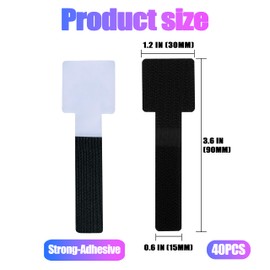 YTDSUP 40 Hook and Loop Cable Ties, Sticky-back Cord Organizer, Cable Clip, Cable Management Under Desk, Self Adhesive Hook and Loop Cable Straps, Adjustable Nylon Wire for Home, Office (Black)