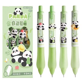 MOZXIRZ 4 Pcs Cute Panda Mechanical Pencils 0.5mm Cartoon Mechanical Pencil Kawaii Soft Grip Mechanical Pencils School Pencil for Students Women (Panda)