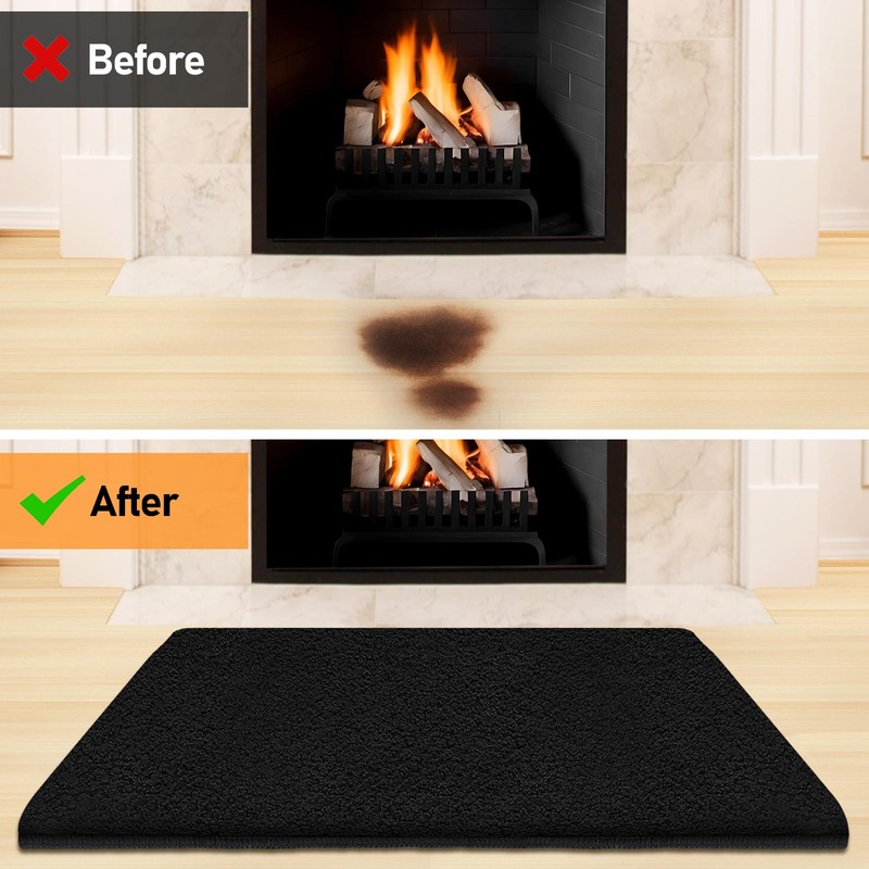 Hearth Rug Fireproof, 2' x 3' Fireplace Mat, Non-Slip Fireplace