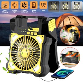 KEPEAK Portable Fan, Rechargeable 5200Mah Battery Operated Fan, Solar Tent Camping Fan