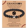 To My Grandson Bracelet Tiger Eye Bracelet Elastic Beaded Bracelet Soccer Baseball Basketball Sports Bracelet Grandson Bracelet from Grandma Birthday Christmas Gifts for Grandson