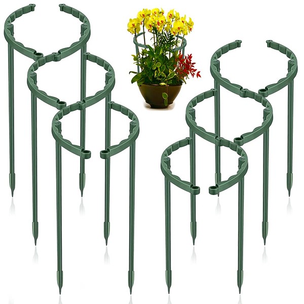 20 Pack Plant Support Stakes, Half Round Ring Plastic Flower