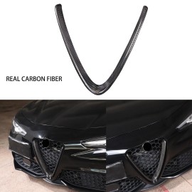 car-attention FOR 2017-24 ALFA ROMEO GIULIA BASE CARBON FIBER FRONT V SHAPE GRILLE COVER TRIM