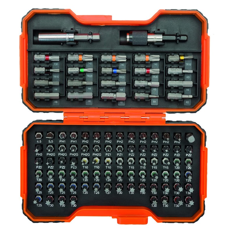 Bahco BH59/S100BC 100 Pcs Bit Set For Slotted, Phillips, Pozidriv,