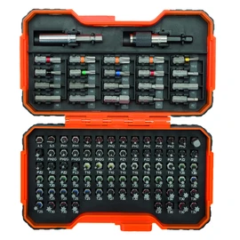Bahco BH59/S100BC 100 Pcs Bit Set For Slotted, Phillips, Pozidriv, Hexagon, Robertson nd Coloured TORX,TORX Tamper, Head Screws