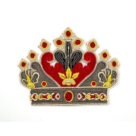 3.5" Crown Iron On Patch - Embroidered Iron On Sew On Royal Applique Paches for Holes, Clothing, Dress, Jeans, Hat, Backpacks, Clothes - Crown Iron On Patches