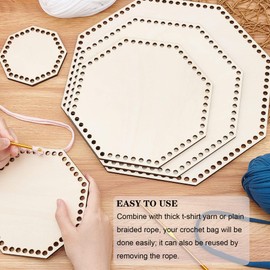 Yayatty 5 PCS Wooden Basket Bottom, Hexagonal Crochet Knitting Basket Wood Base Shaper for DIY Basket Craft Weaving Making Supplies