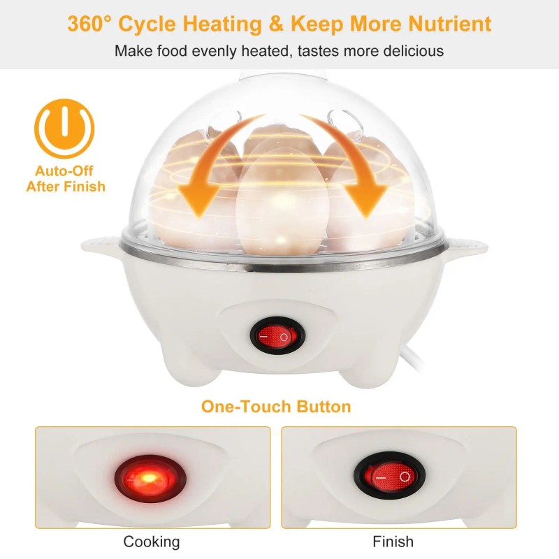 BPA-Free 7-Capacity Electric Egg Cooker Auto-Off Hard-Boiled Egg Maker with