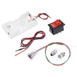 MECCANIXITY Electrical Circuit Experiment Set DIY Materials, 10Pcs 2.5V E10 Bulbs, 1Pcs AA Battery Case, 1Pcs Button Switch, 1Pcs Lamp Holder, 2Pcs Wires