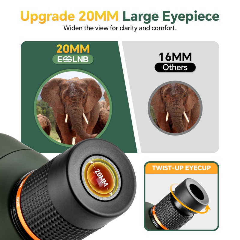 ESSLNB Spotting Scope with Tripod, 20-60x70 BAK4 High Definition Waterproof