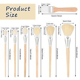 Thinp Acrylic Paint Brushes Set, 7 Pieces Mop Brushes with Wooden Handle Goat Hair Blending Brushes Paint Brushes for Acrylic Painting Watercolor Foil Gold Oil Painting